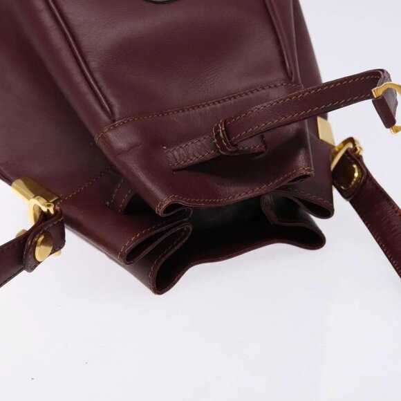 CARTIER Must Line Shoulder Bag Leather Bordeaux Gold Auth - Picture 11 of 16